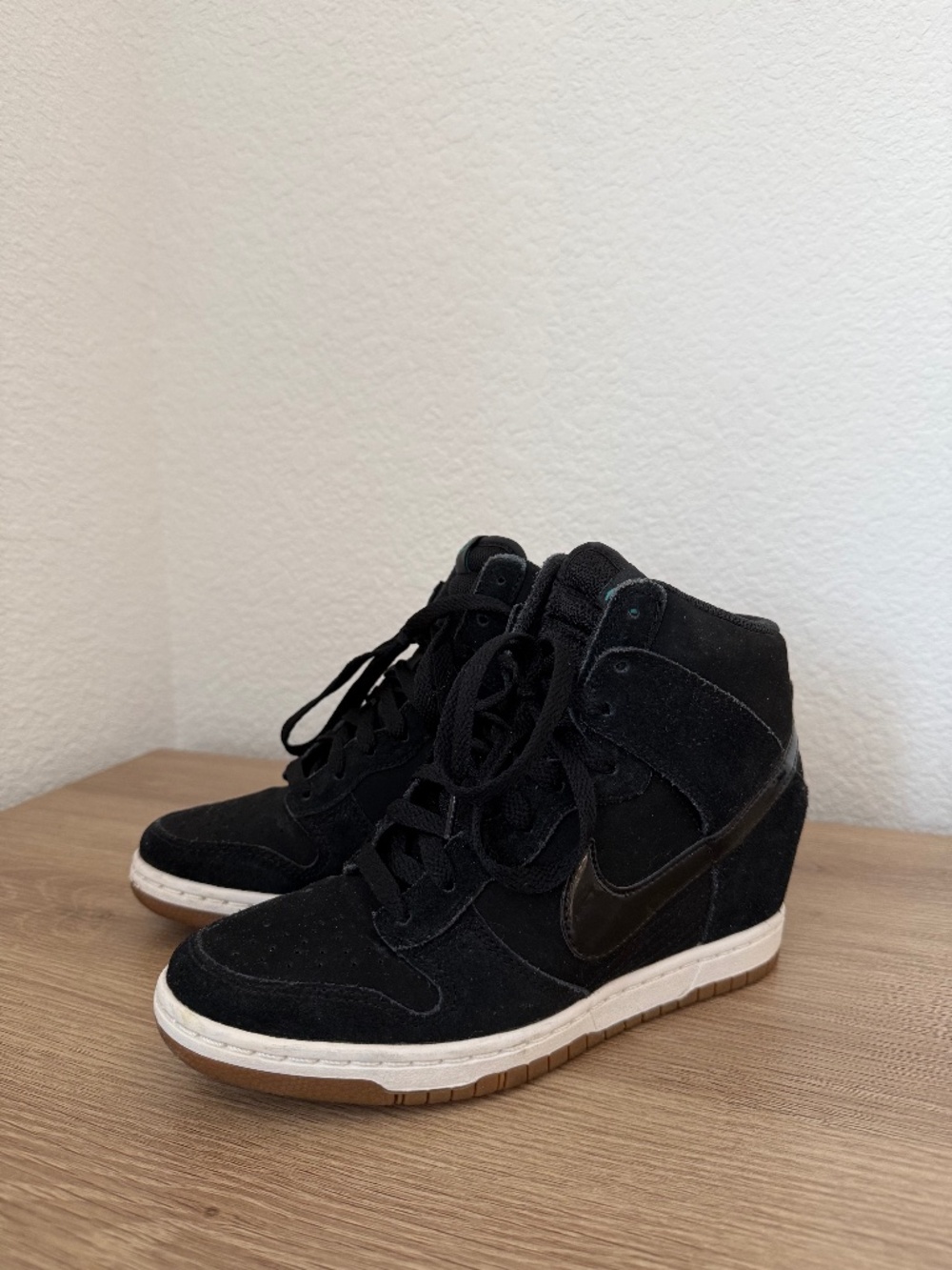 Nike Dunk Sky Hi Wedge Sneaker Black Teal Logo